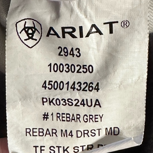 Ariat M4 Mens Rebar Dark Gray Jeans Relaxed Fit Straight Leg Tag Size 46x32 - Picture 6 of 16